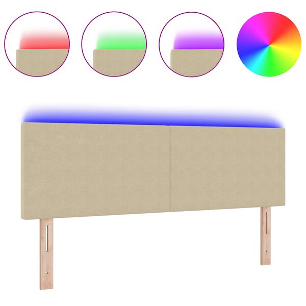 vidaXL LED Kopfteil mit LED-Lichtleisten Grau-Gr&uuml;n 144 cm Polyester