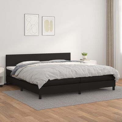 vidaXL Boxspringbett mit Matratze Schwarz 200x200 cm Kunstleder