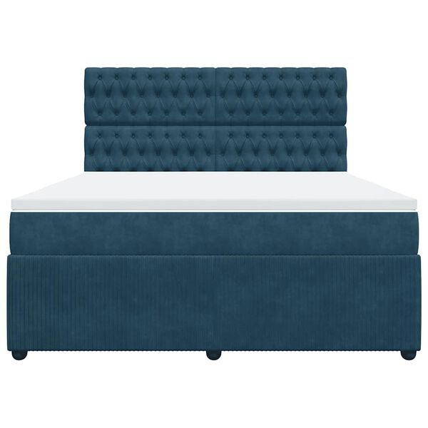 vidaXL Boxspringbett mit Matratze Dunkelblau 180x200 cm Samt