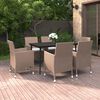 vidaXL 7-tlg. Garten-Essgruppe mit Kissen Poly Rattan und Glas