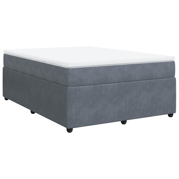 vidaXL Boxspringbett mit Matratze Dunkelgrau 140x200 cm Samt