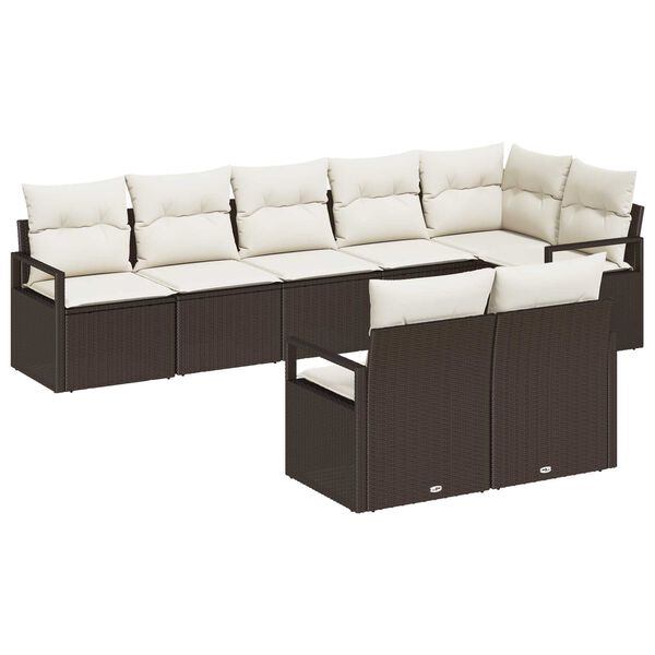 vidaXL Gartensofa-set mit Kissen 8 pcs Braun und Wei&szlig; Poly-Rattan