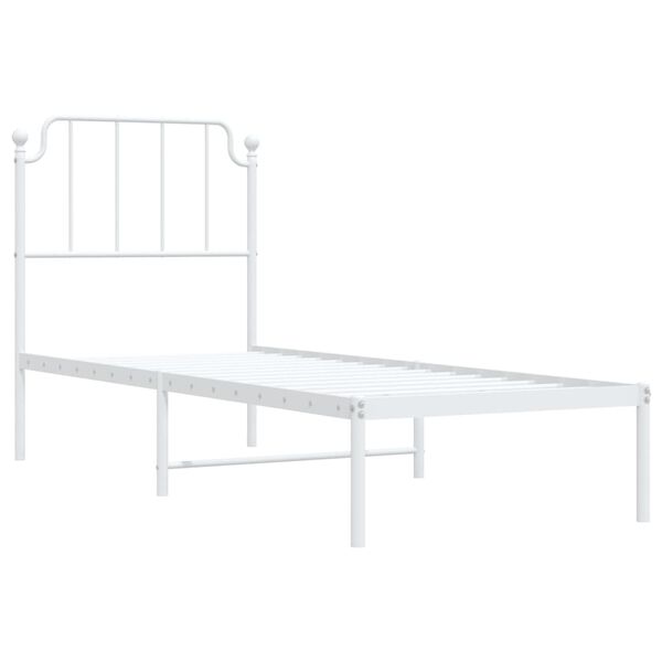 vidaXL Bettgestell mit Kopfteil Metall Wei&szlig; 80x200 cm