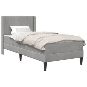 vidaXL Bettgestell mit Matratze Hellgrau 90 x 190 cm Samt