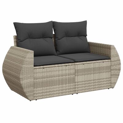 vidaXL 6-tlg. Garten-Sofagarnitur mit Kissen Hellgrau Poly Rattan