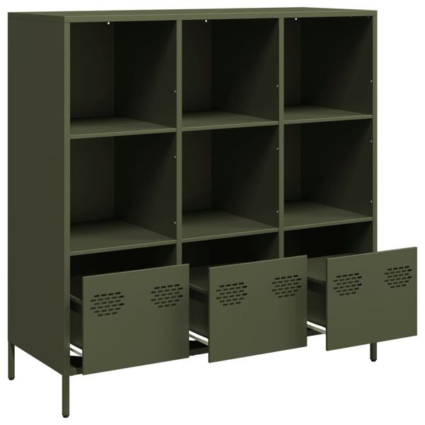 vidaXL Highboard Olivgr&uuml;n 101,5x39x103,5 cm Stahl