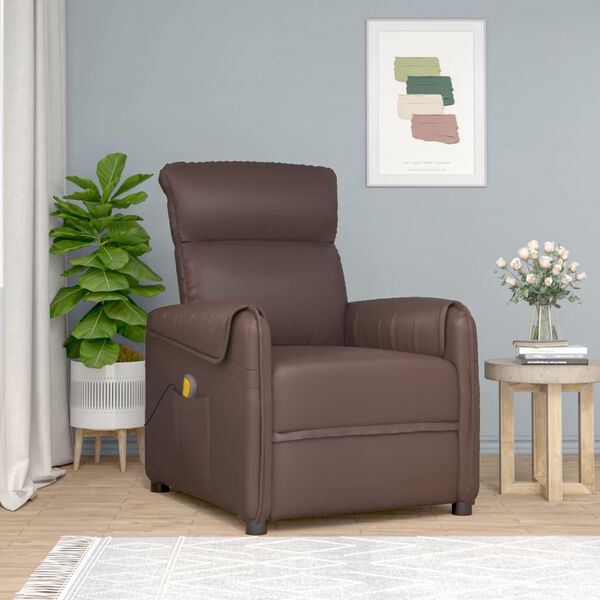 vidaXL Massagesessel Braun Kunstleder