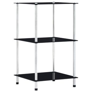 vidaXL Regal mit 3 Ablagen Schwarz 40x40x67 cm Hartglas