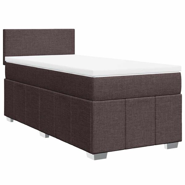 vidaXL Boxspringbett mit Matratze Dunkelbraun 90x200 cm Stoff