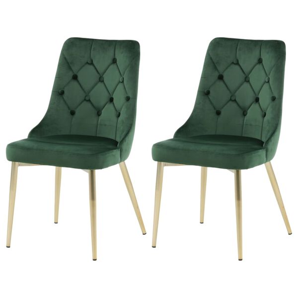 Venture Home Esszimmerst&uuml;hle 2 Stk. Velvet Deluxe Samt Gr&uuml;n & Messing