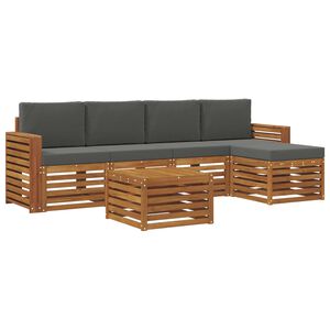 vidaXL Outdoor-Sofagarnitur mit Kissen 6 pcs Natur und Anthrazit
