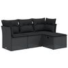 vidaXL 4-tlg. Garten-Sofagarnitur mit Kissen Schwarz Poly Rattan