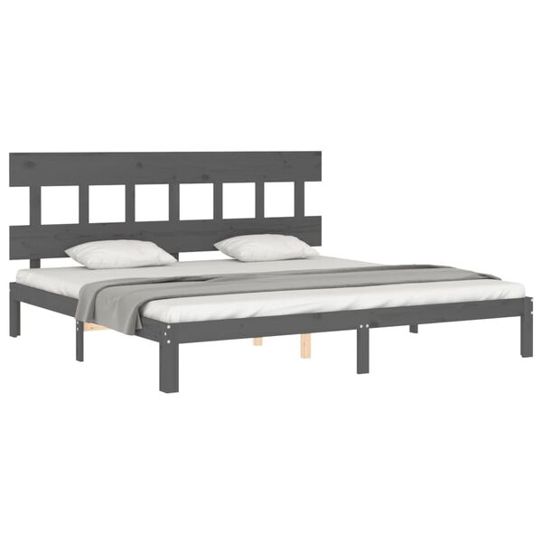 vidaXL Massivholzbett mit Kopfteil Grau 200x200 cm