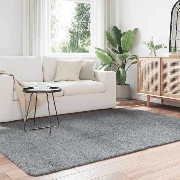 vidaXL Teppich Shaggy Hochflor NAVARRA Hellgrau 160x230 cm Polyester