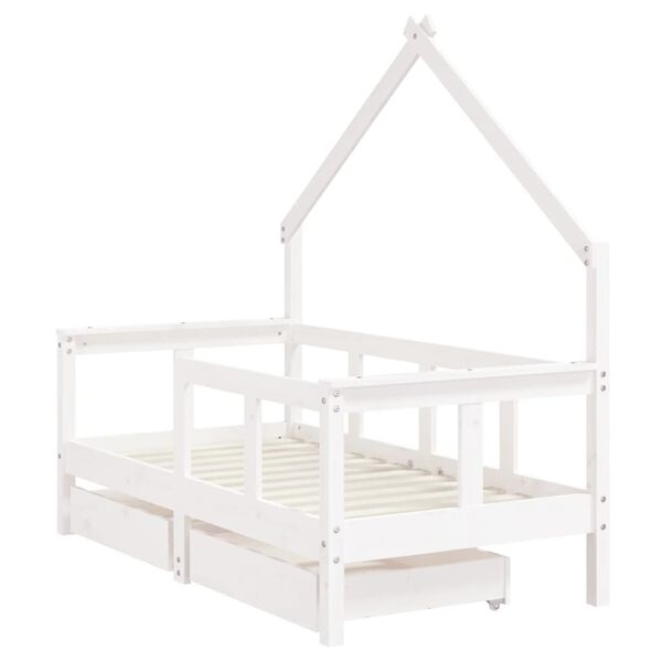 vidaXL Kinderbett mit Schubladen Wei&szlig; 70x140 cm Massivholz Kiefer