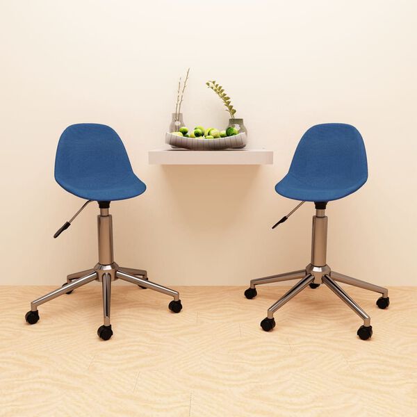 vidaXL Esszimmerst&uuml;hle 2 Stk. Drehbar Blau Stoff