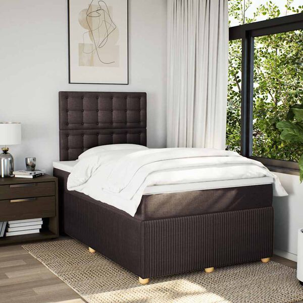 vidaXL Boxspringbett mit Matratze Dunkelbraun 120x190 cm Stoff