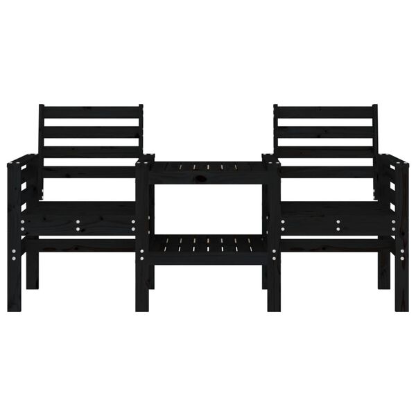 vidaXL Gartenbank mit Tisch 2-Sitzer Schwarz Massivholz Kiefer