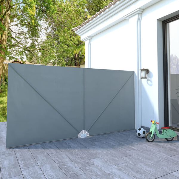 vidaXL Faltbarer Terrassen-Seitenf&auml;cher Grau 400&times;200 cm