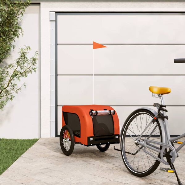 vidaXL Fahrradanh&auml;nger Hunde Orange und Schwarz Oxford-Gewebe & Eisen