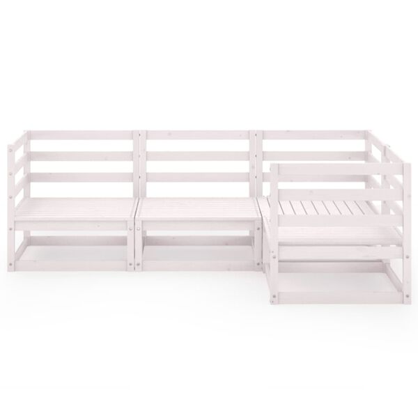 vidaXL 4-tlg. Garten-Lounge-Set Wei&szlig; Massivholz Kiefer