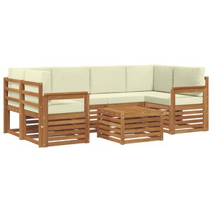 vidaXL Outdoor-Sofagarnitur 7 stk. Natur und Creme Massivholz Akazie