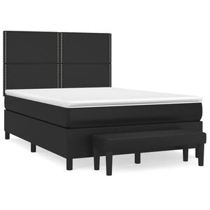 vidaXL Boxspringbett mit Matratze Schwarz 140x190 cm Kunstleder