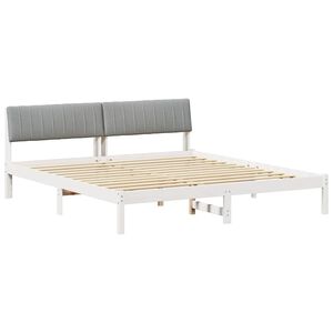 vidaXL Bettgestell Wei&szlig; und Hellgrau 180 x 200 cm Massivholz Kiefer