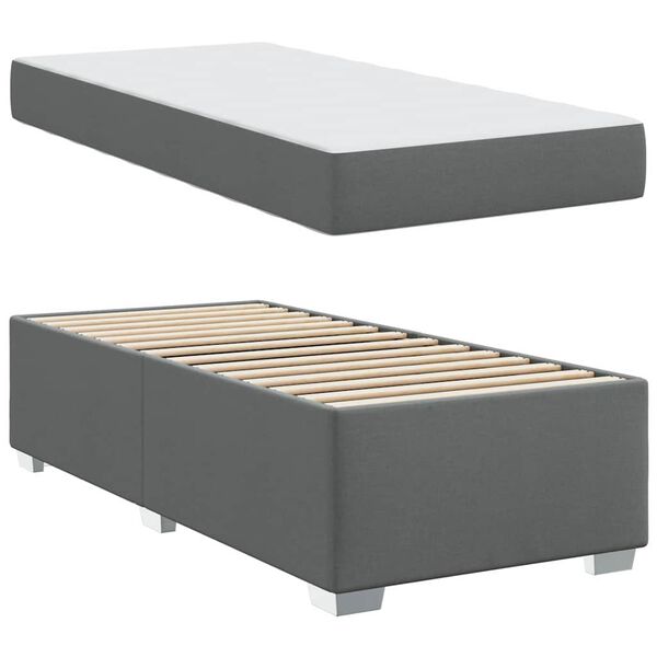 vidaXL Bettrahmen mit Matratze Dunkelgrau 100 x 200 cm Stoff