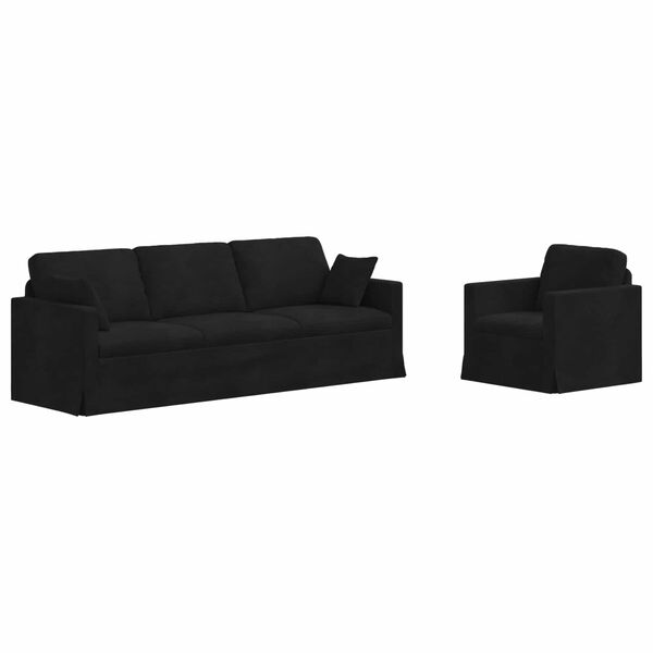 vidaXL Sofa 2 pcs Schwarz 228 x 78 x 80 cm Samt