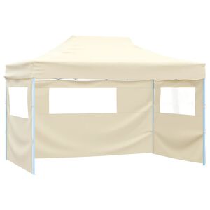 vidaXL Profi-Partyzelt Faltbar mit 3 Seitenw&auml;nden 3&times;4m Stahl Creme