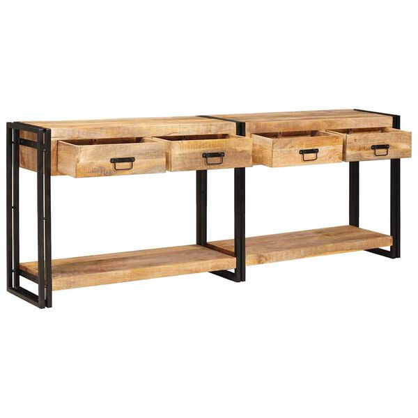 vidaXL Konsolen-Tische 2 pcs Braun 200 x 33 x 75 cm Massivholz Mango
