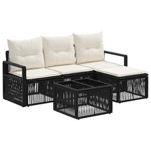 vidaXL Gartensofa-set 5 stk. Schwarz Poly-Rattan