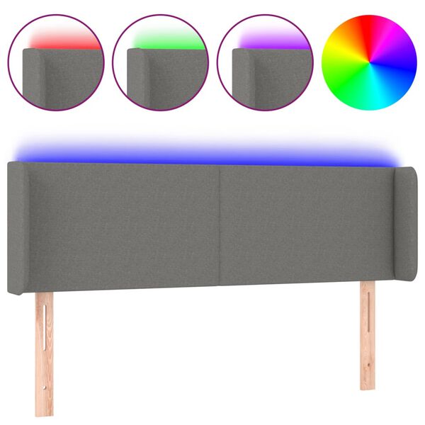 vidaXL LED Kopfteil Dunkelgrau 147x16x78/88 cm Stoff