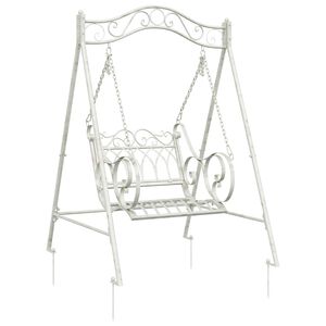 vidaXL Schaukelbank Stahl 113 x 121,5 x 168 cm Antik Wei&szlig;