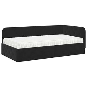 vidaXL Eckbettgestell mit Matratze Schwarz 90 x 200 cm Samt