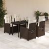 vidaXL 5-tlg. Garten-Essgruppe mit Kissen Braun Poly Rattan
