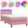 vidaXL Boxspringbett mit Matratze & LED Rosa 100x210 cm Samt