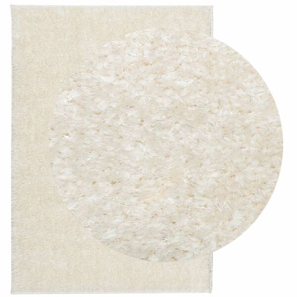 vidaXL Teppich ISTAN Hochflor Gl&auml;nzend Creme 120x170 cm