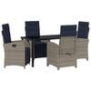 vidaXL Garten Essgruppe mit Kissen 5 pcs Grau Poly-Rattan