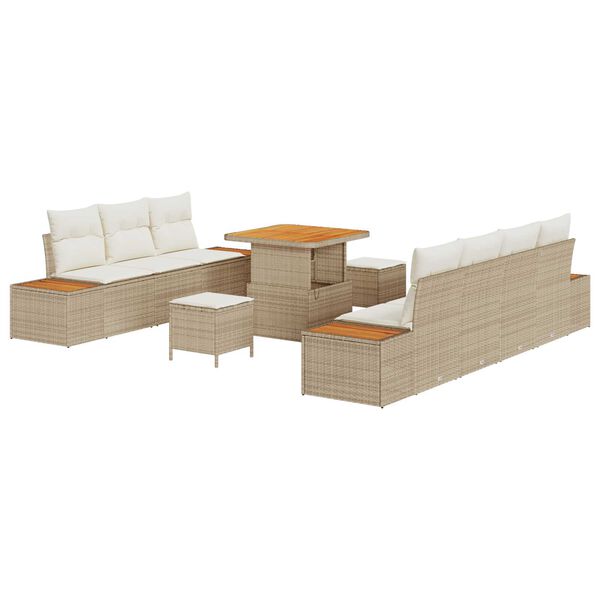 vidaXL Gartensofa-set 10 pcs Beige Poly-Rattan