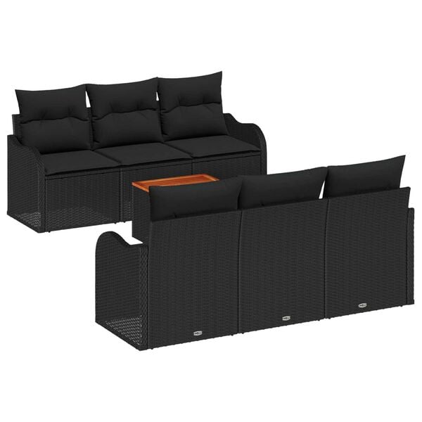 vidaXL Garten-Sofa-Set 7 pcs Schwarz
