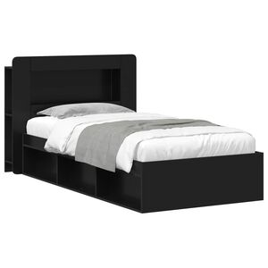 vidaXL Bettgestell mit Stauraum Schwarz 90 x 190 cm Holzwerkstoff