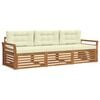 vidaXL Outdoor-Sofagarnitur mit Kissen 3 pcs Natur und Creme