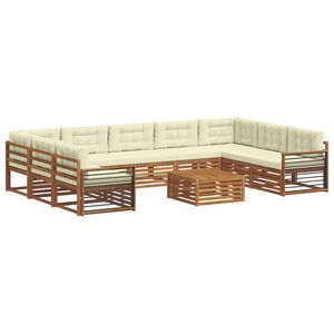 vidaXL Outdoor-Sofagarnitur 10 stk. Natur und Creme Massivholz Akazie