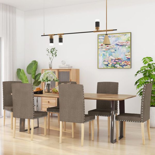 vidaXL Esszimmerst&uuml;hle 6 Stk. Taupe Stoff