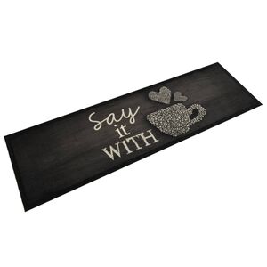 vidaXL K&uuml;chenteppich Waschbar Tasse Schwarz 45x150 cm Samt