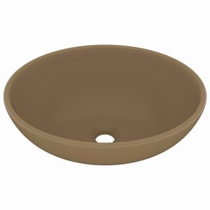 vidaXL Luxuri&ouml;ses Ovales Waschbecken Matt Creme 40x33 cm Keramik