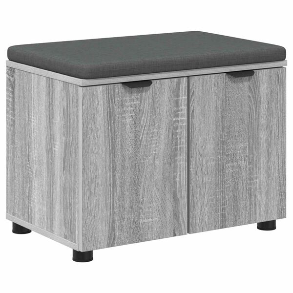vidaXL Flurbank mit Kissen mit Speicher Graues Sonoma 60 x 38 x 46 cm