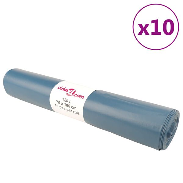 vidaXL M&uuml;lls&auml;cke 100 Stk. Blau 120 L